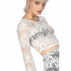 Banned Alternative Langarm Top - Wide 70s Weiß 8 Banned Alternative Langarm Top - Wide 70s Weiß -Langarm Sales Store banned alternative langarm top wide 70s weiss3