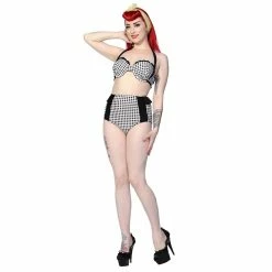 Banned Bikini - Retro Gingham Schwarz