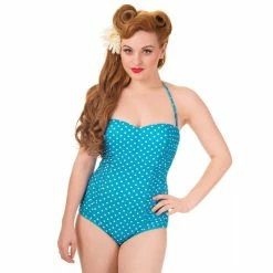 Banned Neckholder Badeanzug - Grooving Polka Dots