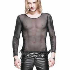 Devil Fashion Langarm Mesh Top - Stitched