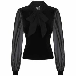 Hell Bunny Samt & Chiffon Top - Gabriella -Langarm Sales Store hell bunny samt chiffon top gabriella4