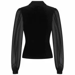 Hell Bunny Samt & Chiffon Top - Gabriella -Langarm Sales Store hell bunny samt chiffon top gabriella5