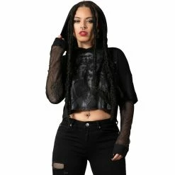 Killstar Crop Top - Dark Forces Cropped Hoodie