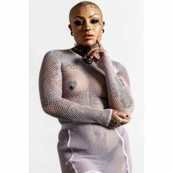 Killstar Fishnet Top - Sweetheart Lilac