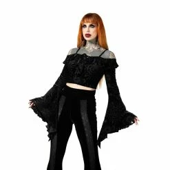 KILLSTAR Langarm Crop Top - Hellmina