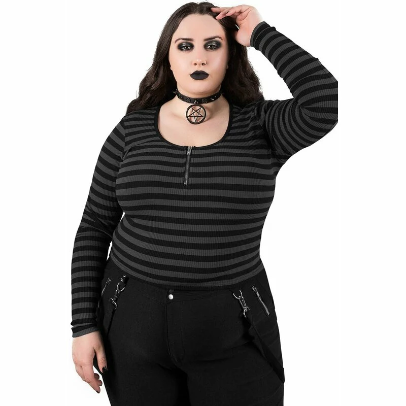 Killstar Langarm Crop Top - Izora Grau 7 Killstar Langarm Crop Top - Izora Grau – Bild 5