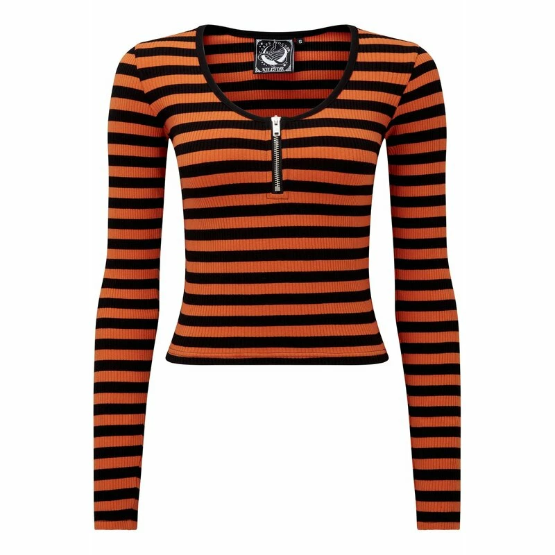 Killstar Langarm Crop Top - Izora Kürbis 6 Killstar Langarm Crop Top - Izora Kürbis – Bild 4