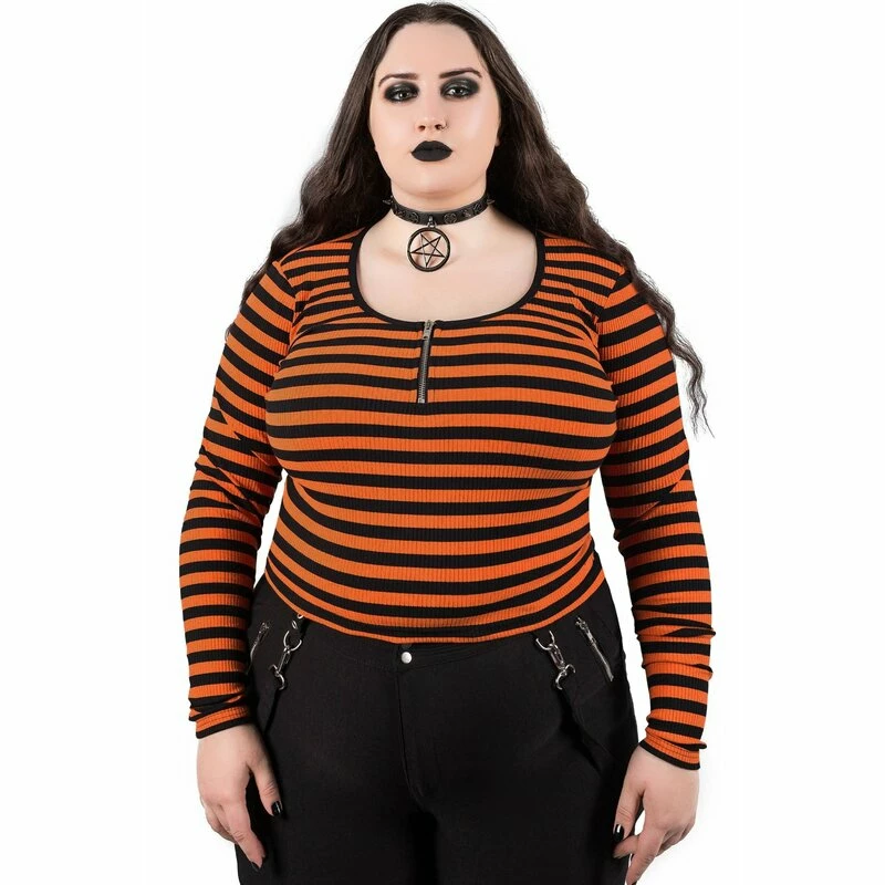 Killstar Langarm Crop Top - Izora Kürbis 7 Killstar Langarm Crop Top - Izora Kürbis – Bild 5