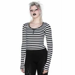 Killstar Langarm Crop Top - Izora Weiß