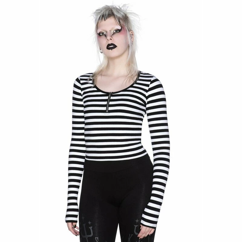 Killstar Langarm Crop Top - Izora Weiß 3 Killstar Langarm Crop Top - Izora Weiß