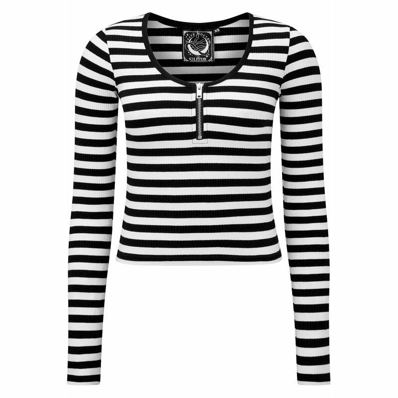 Killstar Langarm Crop Top - Izora Weiß 4 Killstar Langarm Crop Top - Izora Weiß – Bild 2