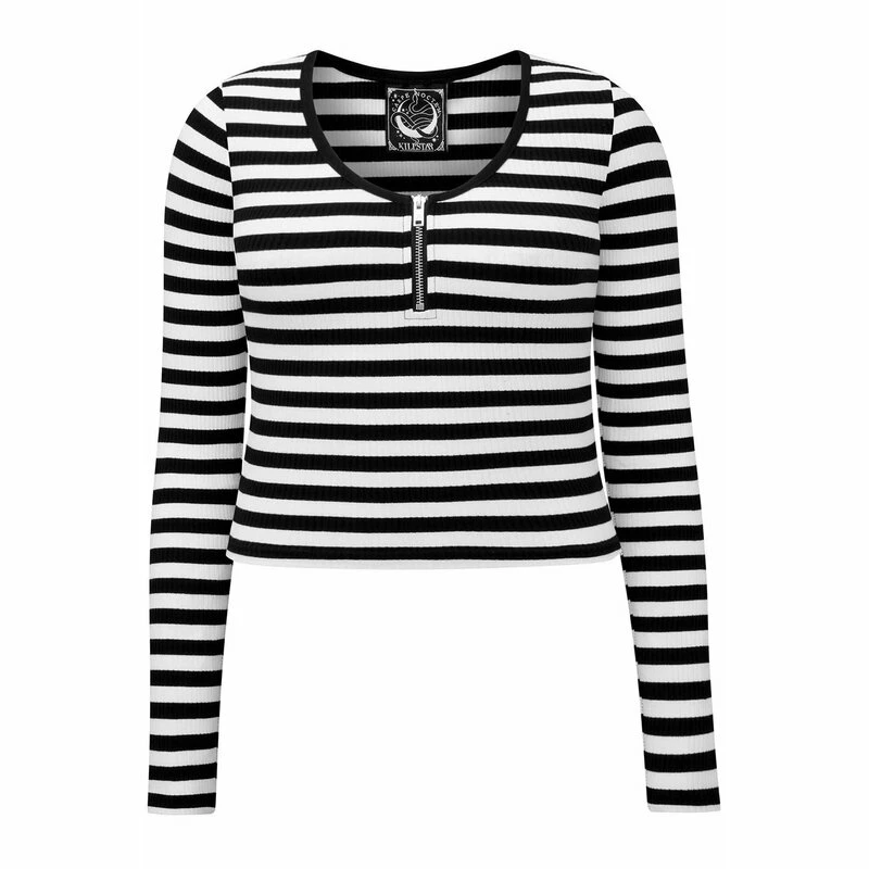 Killstar Langarm Crop Top - Izora Weiß 8 Killstar Langarm Crop Top - Izora Weiß – Bild 6