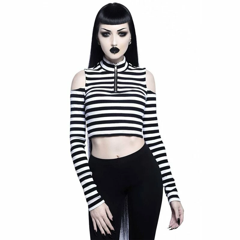 Killstar Langarm Crop Top - Phoebe Weiß 3 Killstar Langarm Crop Top - Phoebe Weiß