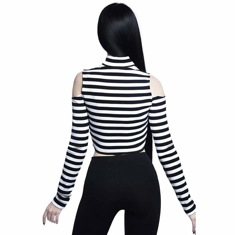 Killstar Langarm Crop Top - Phoebe Weiß 5 Killstar Langarm Crop Top - Phoebe Weiß – Bild 3