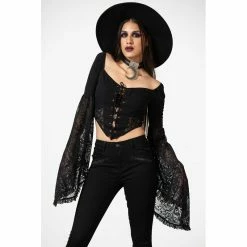 KILLSTAR Langarm Crop Top - Sentina -Langarm Sales Store killstar langarm crop top sentina3