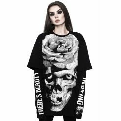 Killstar Langarm T-Shirt - Dead Rose Double Sleeve