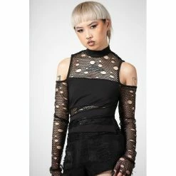 KILLSTAR Langarm Top - Burn Out Fishnet 8 KILLSTAR Langarm Top - Burn Out Fishnet -Langarm Sales Store killstar langarm top burn out fishnet2