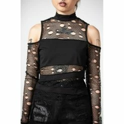 KILLSTAR Langarm Top - Burn Out Fishnet 9 KILLSTAR Langarm Top - Burn Out Fishnet -Langarm Sales Store killstar langarm top burn out fishnet3