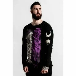 Killstar Unisex Longline T-Shirt - Cursed Split Top -Langarm Sales Store killstar unisex longline t shirt cursed split top5