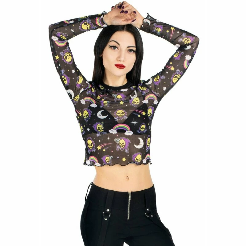 Killstar X Skeletor Langarm Crop Top - Not Cute 4 Killstar X Skeletor Langarm Crop Top - Not Cute – Bild 2