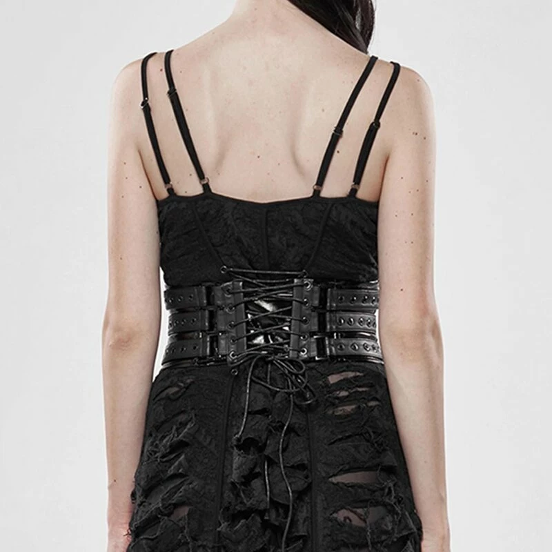 Punk Rave Korsettgürtel - Techno Geisha Schwarz 4 Punk Rave Korsettgürtel - Techno Geisha Schwarz – Bild 2