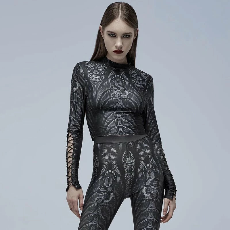 Punk Rave Langarm Crop Top - Snake Tarot Solid 4 Punk Rave Langarm Crop Top - Snake Tarot Solid – Bild 2