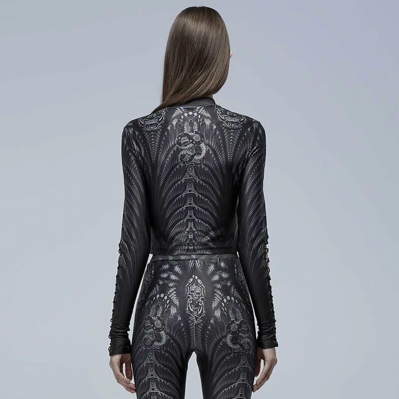 Punk Rave Langarm Crop Top - Snake Tarot Solid 6 Punk Rave Langarm Crop Top - Snake Tarot Solid – Bild 4