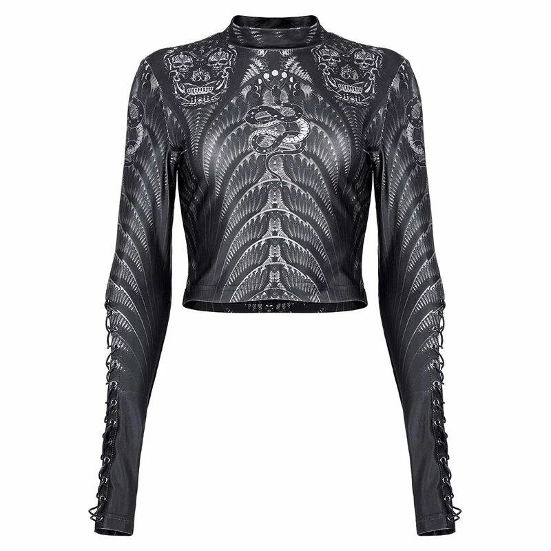 Punk Rave Langarm Crop Top - Snake Tarot Solid 7 Punk Rave Langarm Crop Top - Snake Tarot Solid – Bild 5