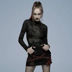 Punk Rave Langarm Top - Black Widow