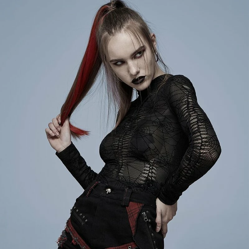 Punk Rave Langarm Top - Black Widow 5 Punk Rave Langarm Top - Black Widow – Bild 3