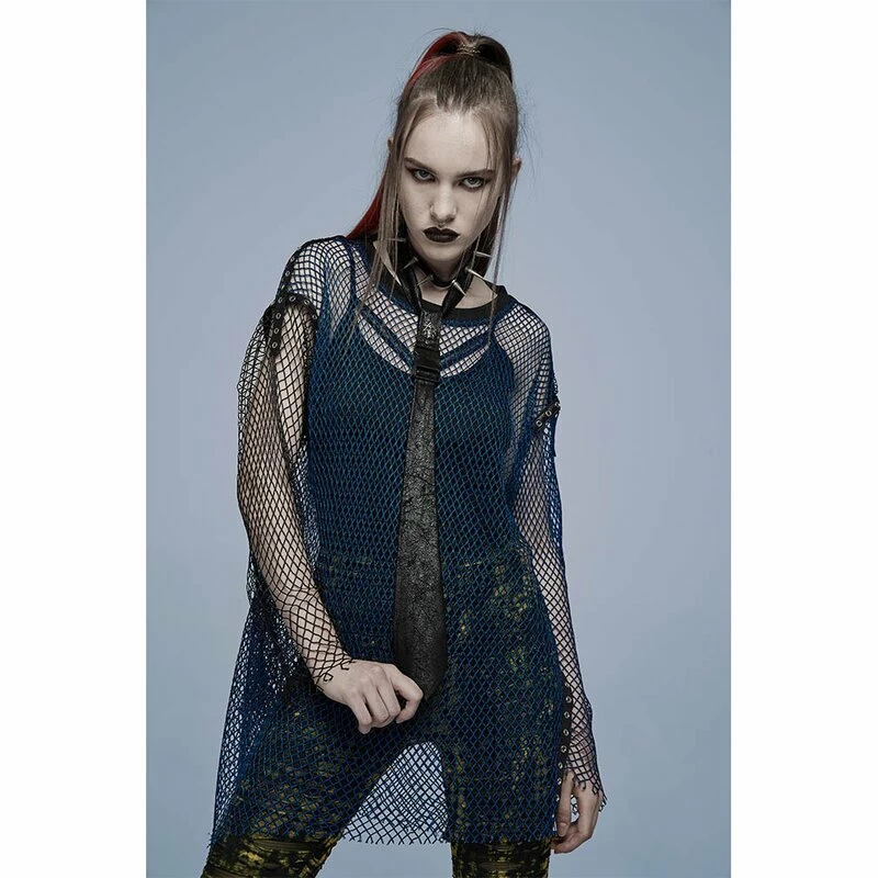 Punk Rave Langarm Top - Punk Mesh Blue 3 Punk Rave Langarm Top - Punk Mesh Blue
