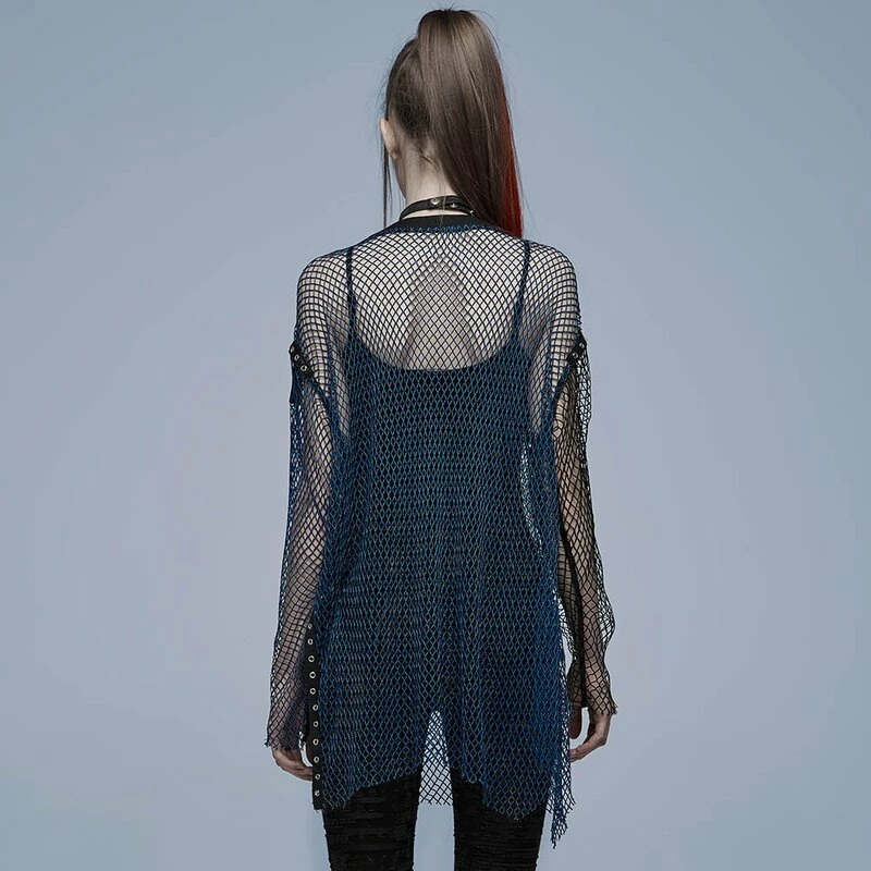 Punk Rave Langarm Top - Punk Mesh Blue 6 Punk Rave Langarm Top - Punk Mesh Blue – Bild 4