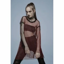 Punk Rave Langarm Top - Punk Mesh Red -Langarm Sales Store punk rave langarm top punk mesh red4