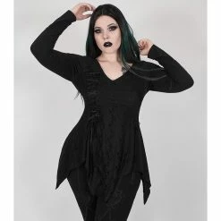 Punk Rave Plus Size Langarm Top - Black Sky