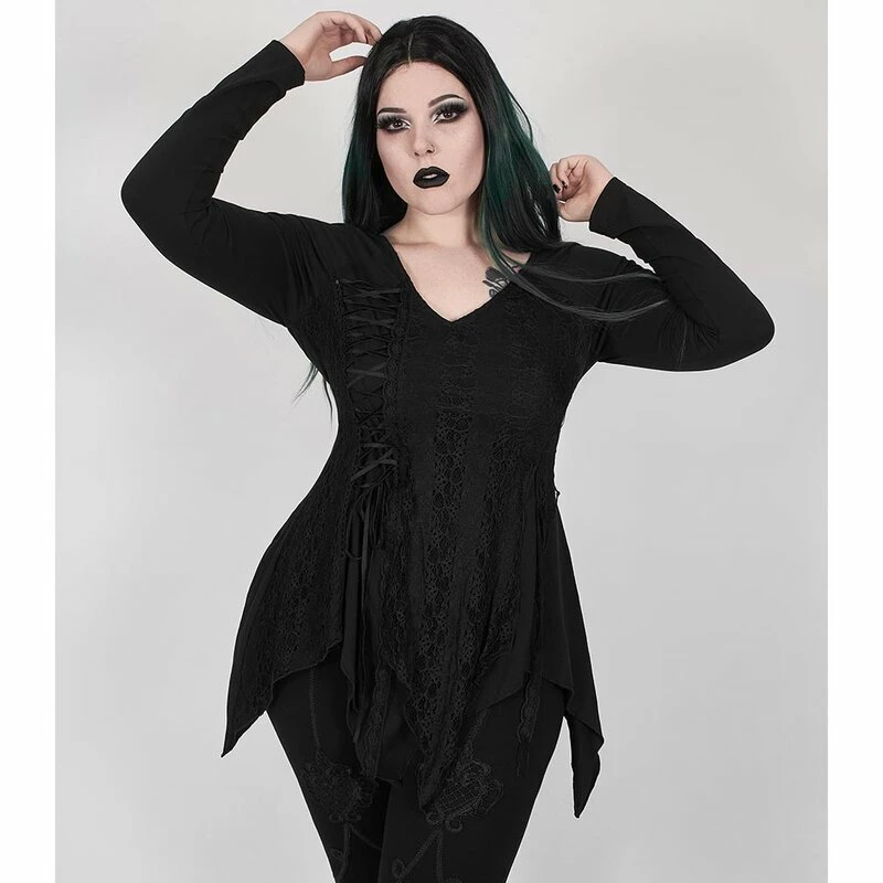 Punk Rave Plus Size Langarm Top - Black Sky 3 Punk Rave Plus Size Langarm Top - Black Sky