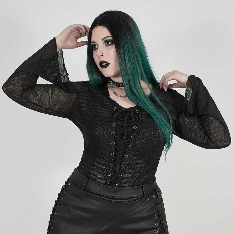Punk Rave Plus Size Langarm Top - Stranded Hood 3 Punk Rave Plus Size Langarm Top - Stranded Hood