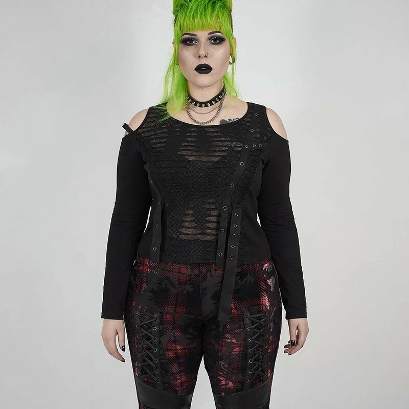 Punk Rave Plus Size Langarm Top - Stranded 3 Punk Rave Plus Size Langarm Top - Stranded