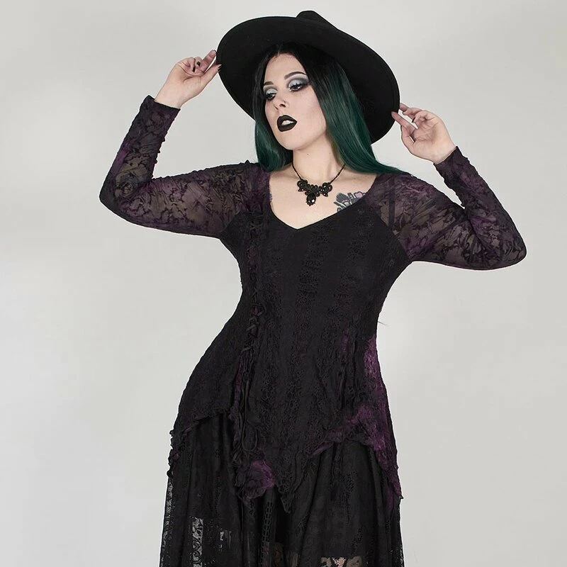 Punk Rave Plus Size Langarm Top - Violet Sky 3 Punk Rave Plus Size Langarm Top - Violet Sky