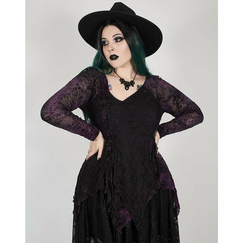 Punk Rave Plus Size Langarm Top - Violet Sky 4 Punk Rave Plus Size Langarm Top - Violet Sky – Bild 2