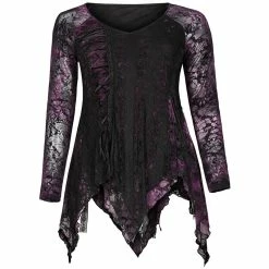 Punk Rave Plus Size Langarm Top - Violet Sky 12 Punk Rave Plus Size Langarm Top - Violet Sky -Langarm Sales Store punk rave plus size langarm top violet sky5