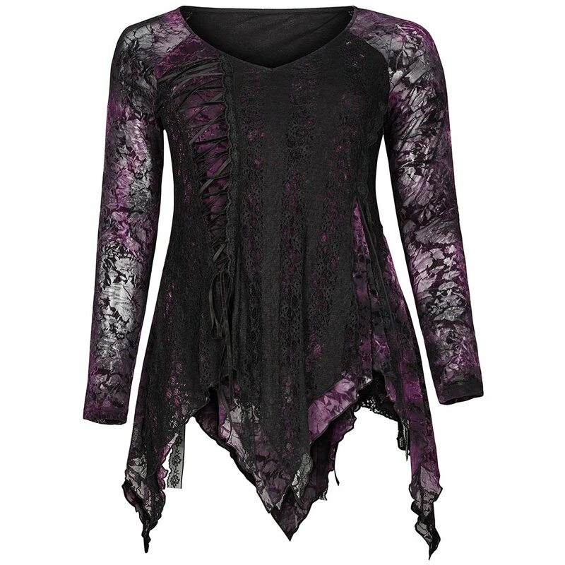 Punk Rave Plus Size Langarm Top - Violet Sky 7 Punk Rave Plus Size Langarm Top - Violet Sky – Bild 5