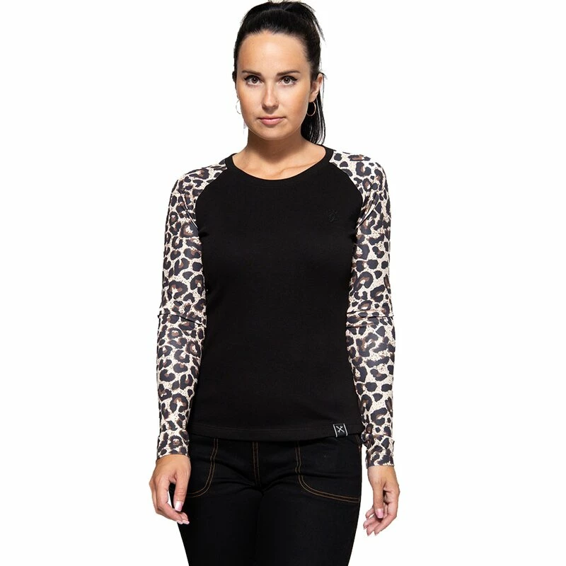 Queen Kerosin Langarm Raglan T-Shirt - Leopard 3 Queen Kerosin Langarm Raglan T-Shirt - Leopard