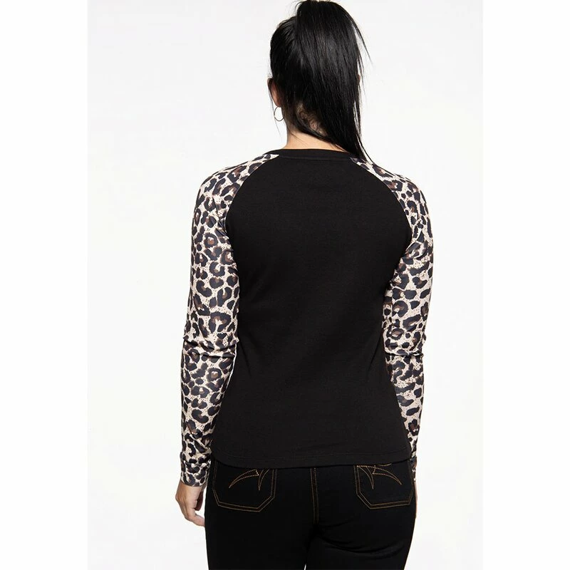 Queen Kerosin Langarm Raglan T-Shirt - Leopard 4 Queen Kerosin Langarm Raglan T-Shirt - Leopard – Bild 2