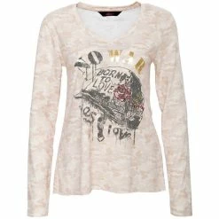 Queen Kerosin Langarm Shirt - Born To Love Beige