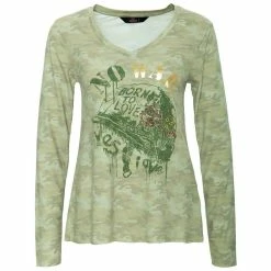 Queen Kerosin Langarm Shirt - Born To Love Olivgrün